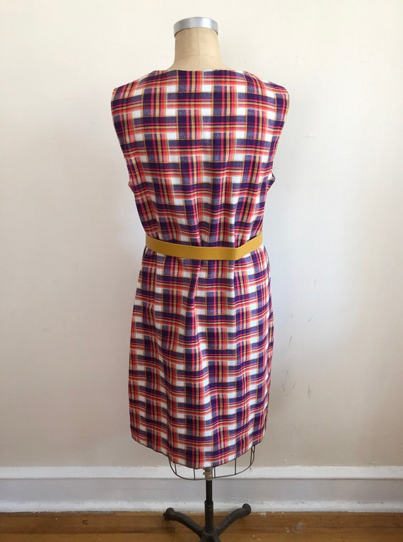 Plaid Belted Pinafore Dress - 1970s - image 4