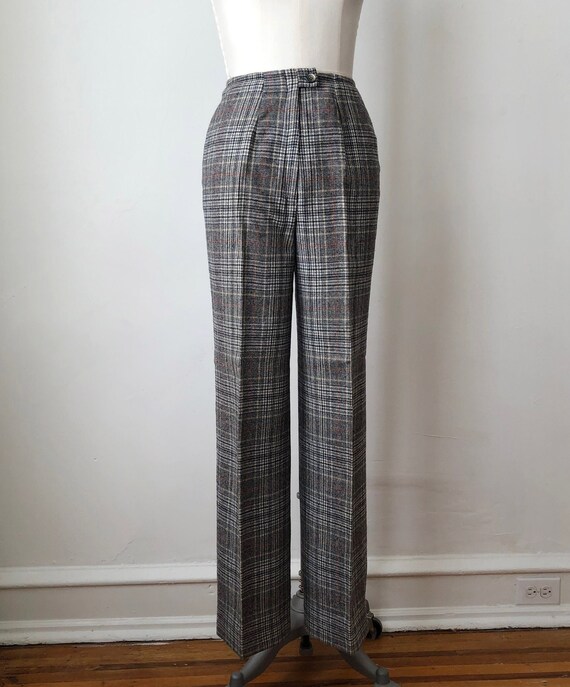 Grey Plaid Wool Pants - 1970s