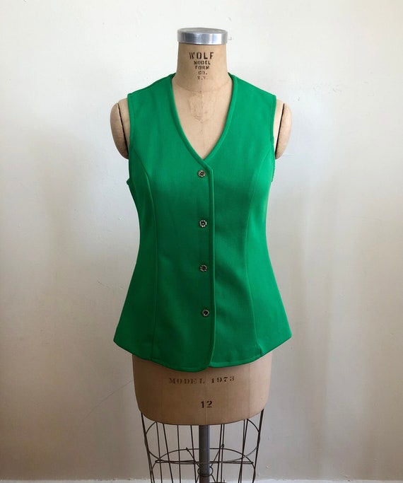 明るい緑のベスト - 1970 年代 - Etsy 日本