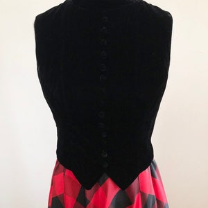 Black Velvet and Plaid Taffeta Gown 1970s image 2