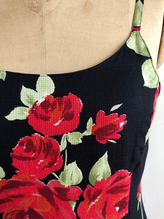 Laura Ashley Black and Red Floral Print Maxi Dres… - image 3