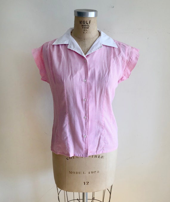 Bright Pink Gingham Shirt with White Contrast Coll