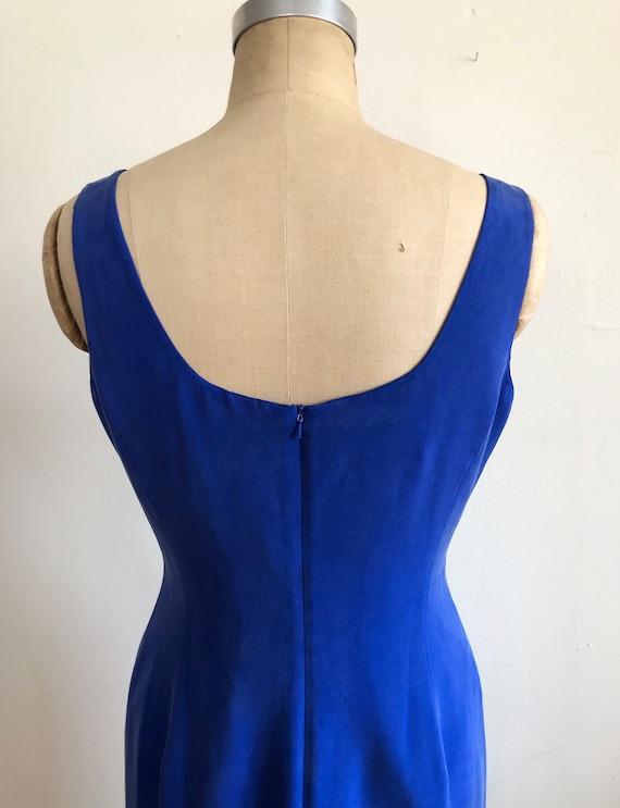 Bright Blue Sandwashed Silk Mini Dress - 1990s - image 4
