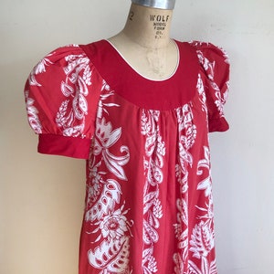 Red and White Floral Print MuuMuu 1970s image 3