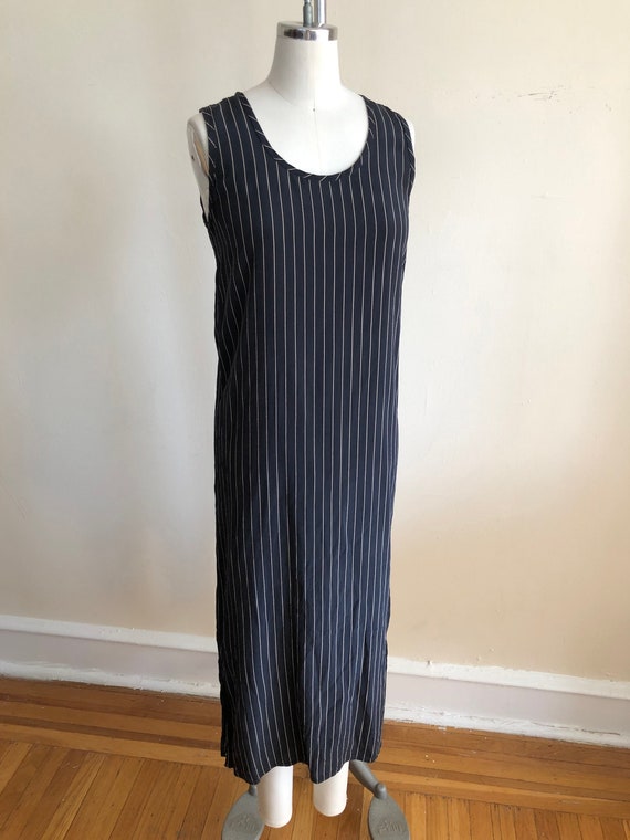 Sleeveless Blackened Tan Pin Stripe Sandwashed Si… - image 4