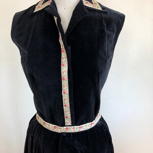 Black Velveteen Two-Piece Set Top and Skirt 1940s image 2