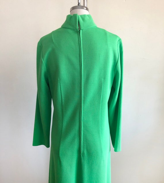 Lime Green Mock-Neck Knit Maxi Dress - 1970s - image 4