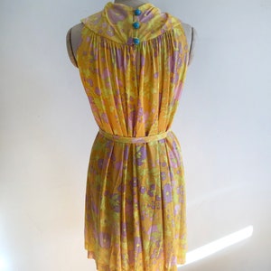 Bright Yellow/Orange Floral Print Dress 1960s image 4