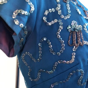 Embellished Blue Cocktail Dress 1950s image 4