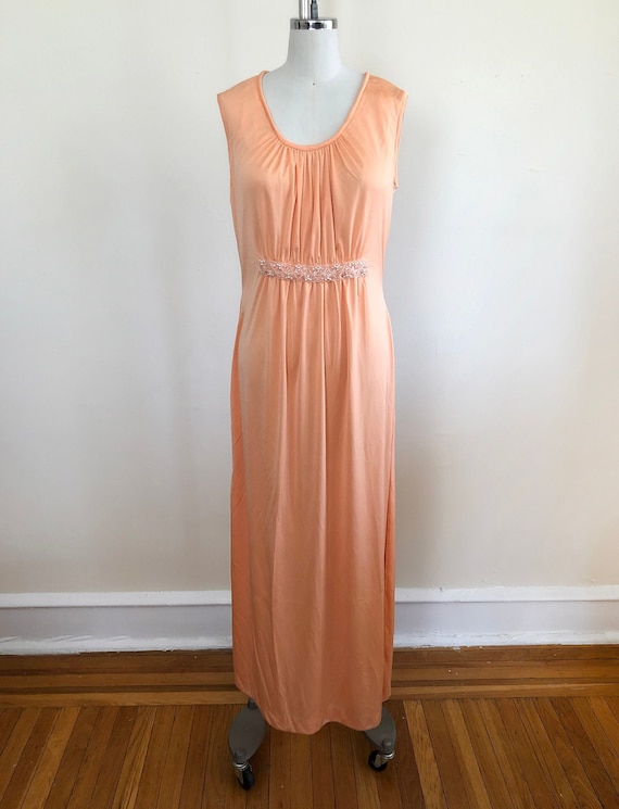 Sleeveless Coral Maxi Dress with Embellishment - 1