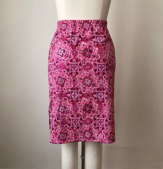 Bright Pink Floral Print Mini Skirt - 1990s - image 3