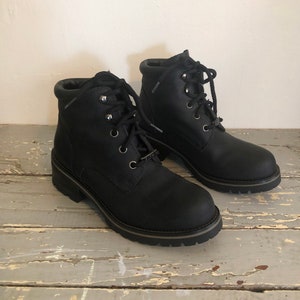 Black Leather Lug Sole Boots Early 1990s image 2