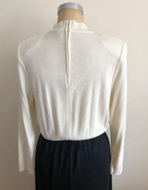 Cream and Black Colorblock Knit Midi-Dress - 1980s - image 5