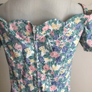 Floral Printed Off-Shoulder Denim Dress 1980s image 6