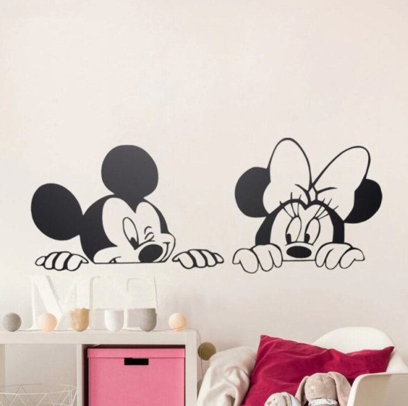Mickey and Minnie Mouse Wall Decal Minnie Mouse Wall Decal Etsy