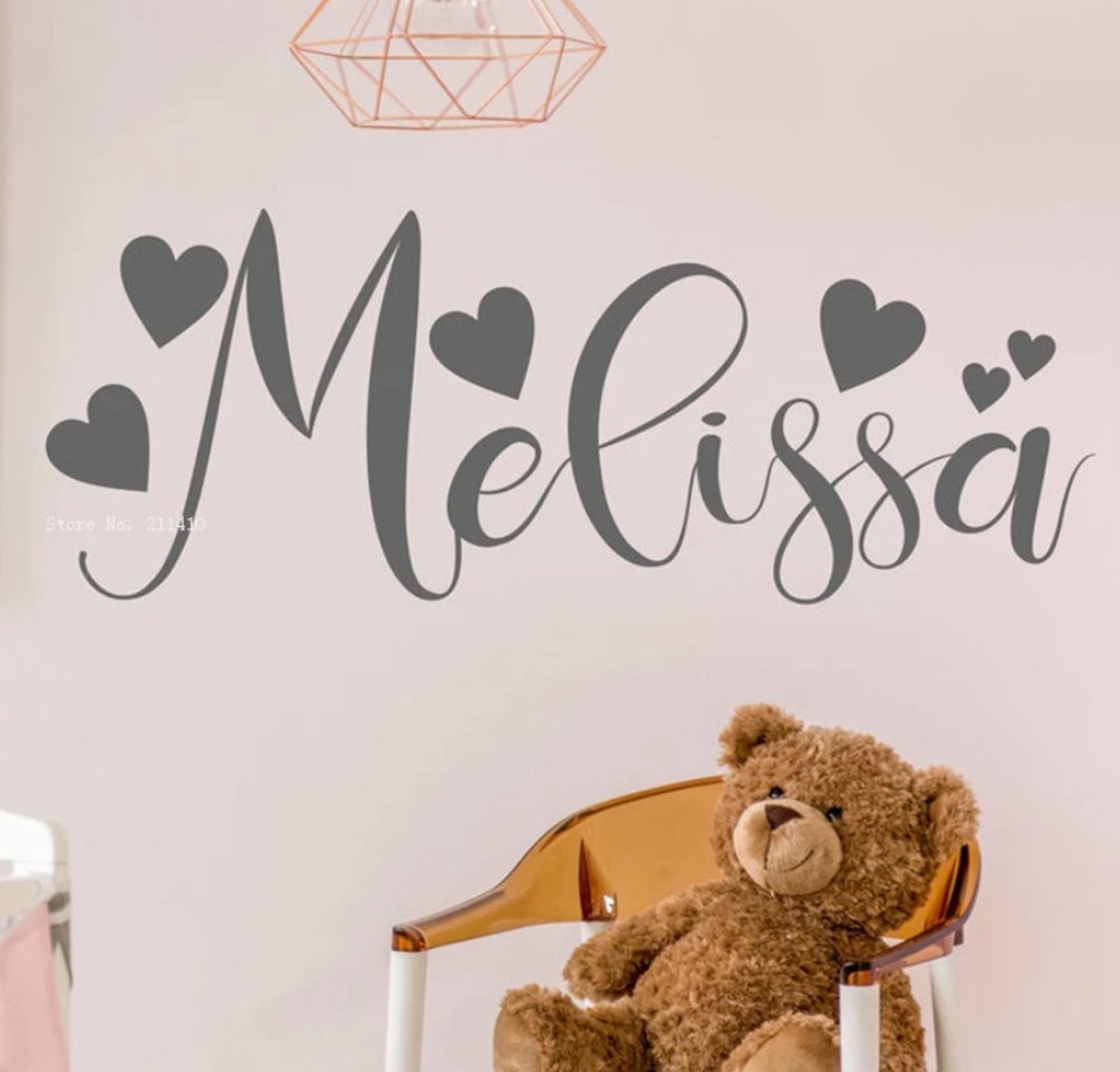Calligraphy Baby Custom Name Decal Heart Name Decal Baby or Etsy UK
