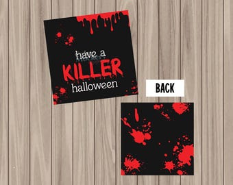 Vorbedrucktes physisches Etikett – Killer Halloween – 2 Zoll quadratisch