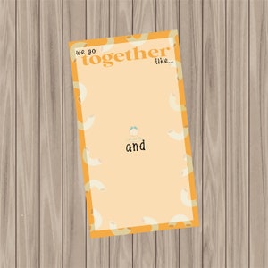 Printable Cookie Card - &quot;We Go Together Like Mac & Cheese&quot; Duo Mini Cookie Card Backer - 3.75&quot; x 6.75&quot;