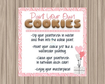 Printable Cookie Card - Paint Your Own Cookies - 3.25"