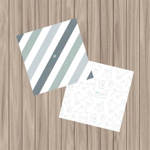Pre-Printed PHYSICAL Reversible Box Backer - Father&#39;s Day Doodle/Stripe - 4.5&quot;x4.5&quot;