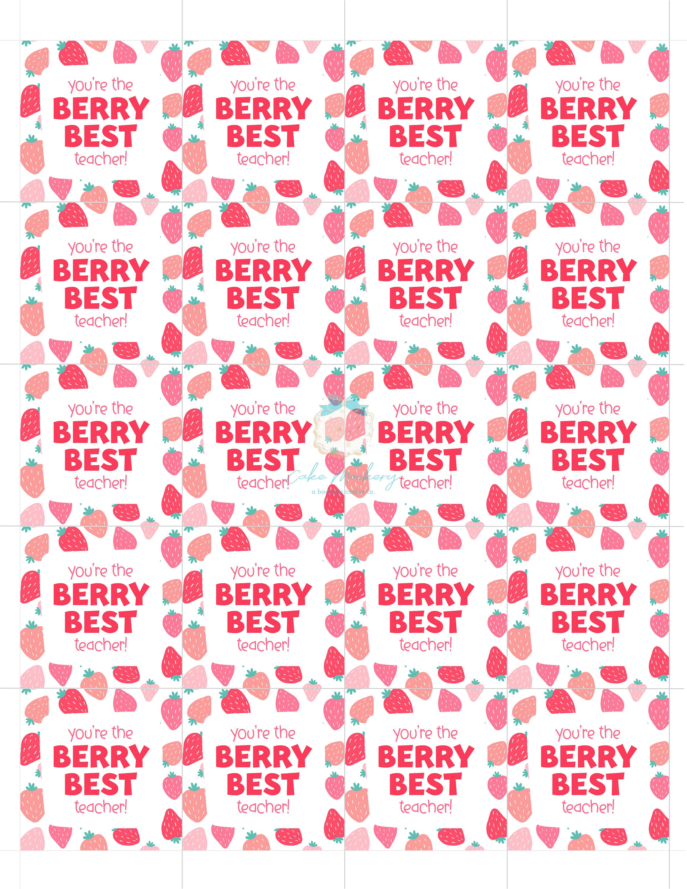Printable Tag - Berry Best Teacher - 2