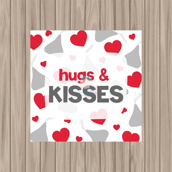 Printable Tag - Hugs and Kisses - 2" Square