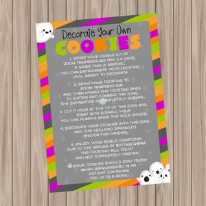 Afdrukbare Cookie Card - Halloween BUTTERCREAM DIY Cookie Card - 3,5 "x 5"