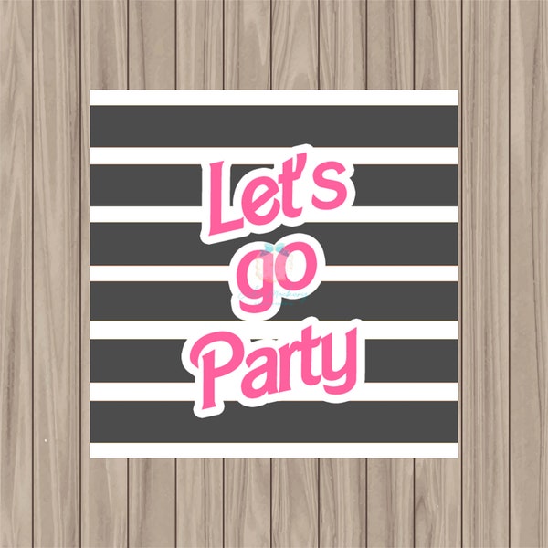 Printable Tag - Let's Go Party - 2" Square