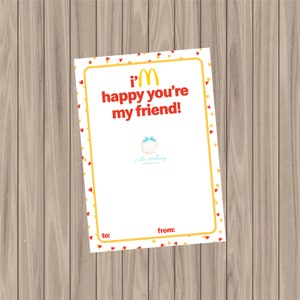 Tarjeta de galleta imprimible: ¡Estoy feliz de que seas mi amigo! - 3,5"x5"