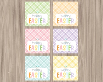 Printable Tag - Happy Easter 6 Color Bundle - 2" Square