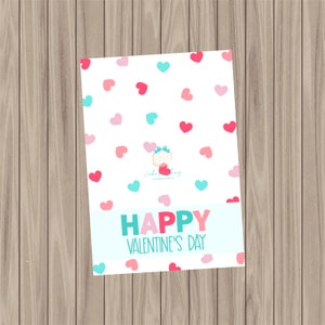 Printable Cookie Card - Happy Valentine&#39;s Day - 3.5&quot;x5&quot;