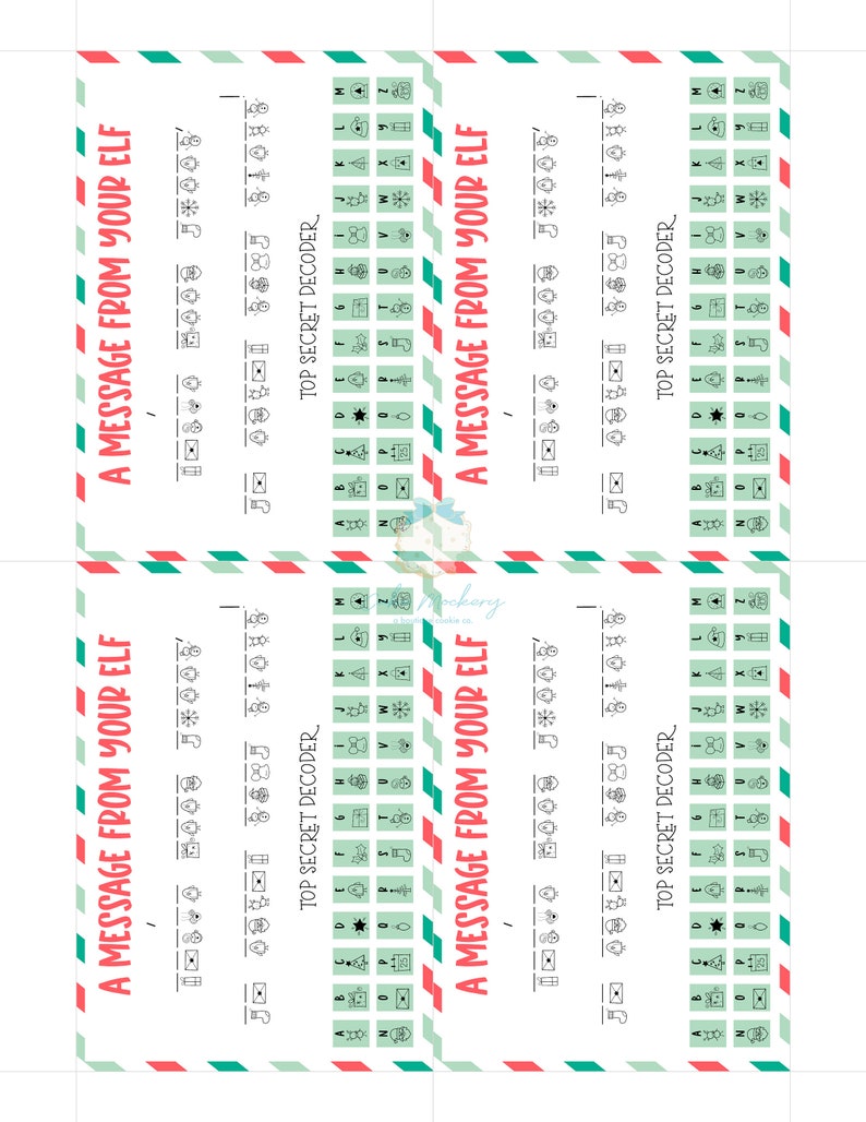 Printable Cookie Card - Christmas Secret Message - 3.5