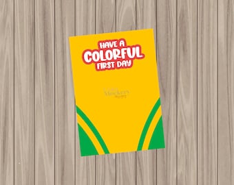Printable Cookie Card - Colorful First Day - 3.5"x5"