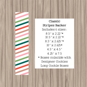 Printable Cookie Karte - Classic Stripes Backer - 6 Größen