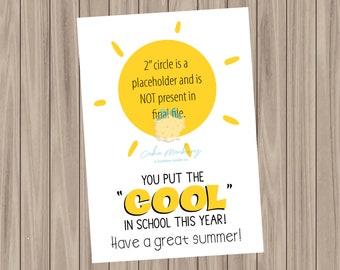 Physical Pre-Printed and Pre-Cut Cookie Card - Cool in School/Summer Word Search - 3.5"x5"