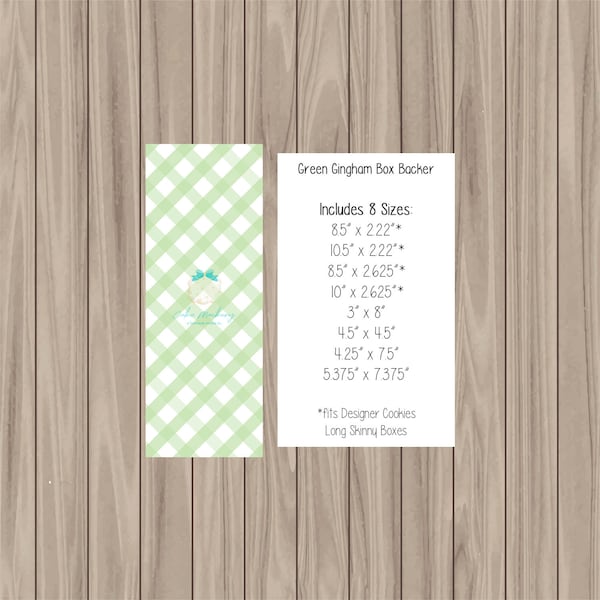Printable Cookie Card - Green Gingham Backer - 8 sizes