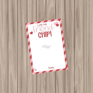 Tarjeta de galletas imprimible: Amo a nuestro amigo Chip - 3,5" x 5"