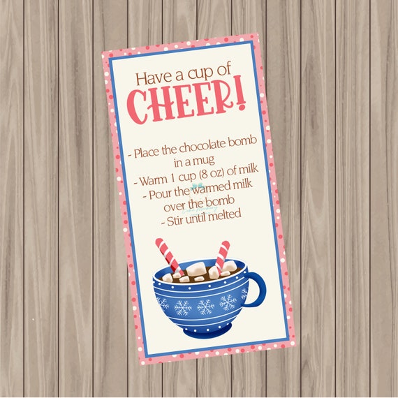 Printable Tag Pastel Hot Chocolate Bomb 1.5x3 | Etsy