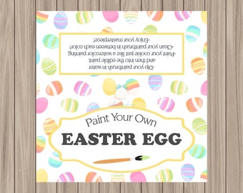 Printable Bag Topper - Paint Your Own Easter Egg - 4" Wide