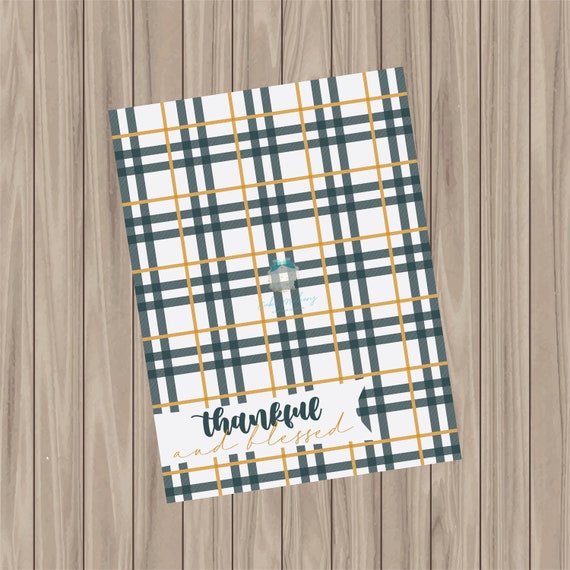 Printable Bag Topper - Thankful and Blessed Plaid - 3" WIDE BAG