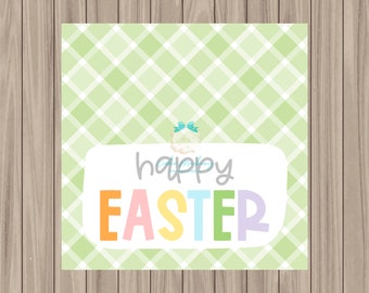 Printable Tag - Happy Easter Green - 2" Square