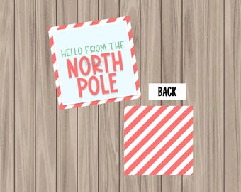 Pre-Printed Tag - Hello from the North Pole - 2" x 2" Square
