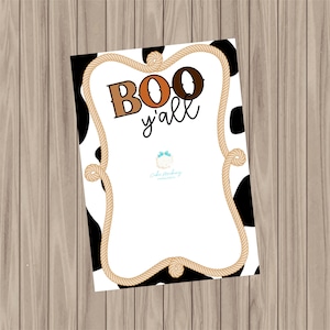 Printable Cookie Card - Boo Y&#39;all - 3.5&quot;x5&quot;