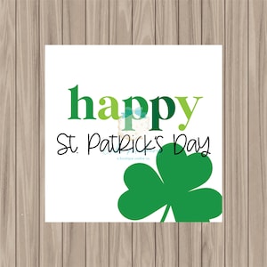 Pre-Printed PHYSICAL Tag - Happy St. Patricks Day Tag - 2&quot; Square