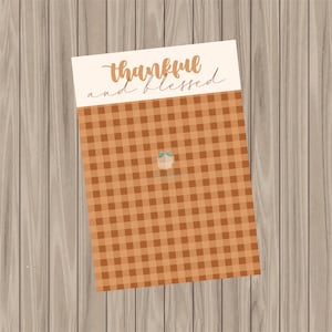 Druckbare Keks-Karte - dankbar und gesegnet Gingham- 3,5 "x 15"