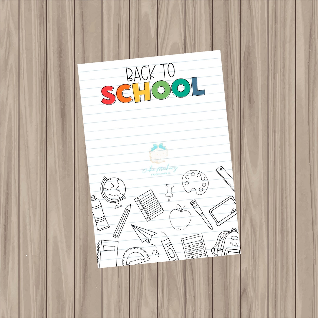 Printable Cookie Card - Back to School Doodle- 3.5"x5" - Etsy