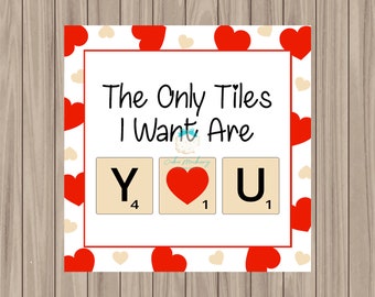 Printable Tag - Scrabble Valentine Tag - 2" Square