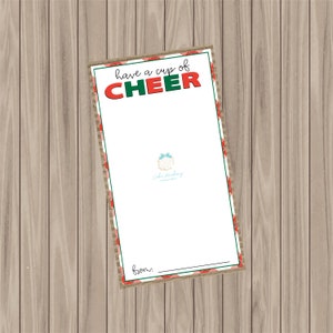 Carte à biscuits imprimable - "Have a Cup of Cheer" Petit sac à dos pour biscuits et cartes-cadeaux - 3,75 "x 6,75"