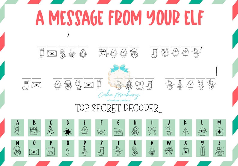 Printable Cookie Card - Christmas Secret Message - 3.5