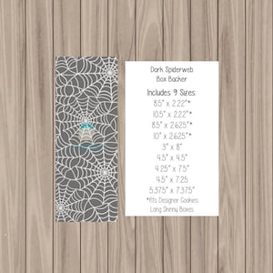 Printable Box/Bag Backer - Dark Spiderweb - 9 sizes